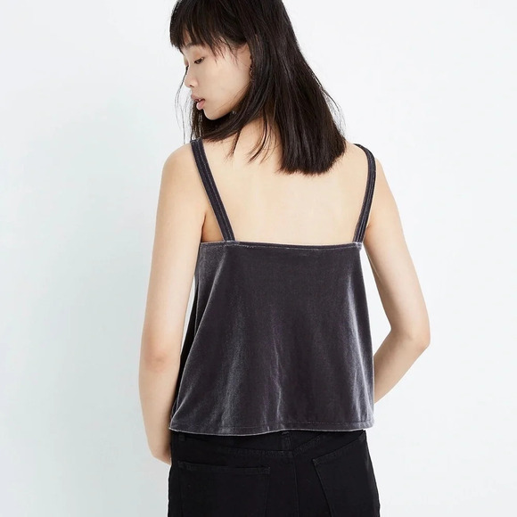 Madewell Velvet Gray Silver Cami Tank Top Blouse Sleeveless Size Small S - Picture 3 of 10